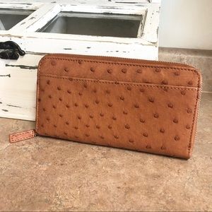 Brown Ostrich Embossed Pattern Wallet